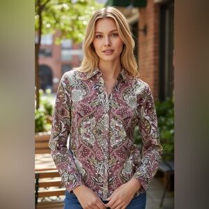 Ann Taylor floral Paisley dress shirt size 16